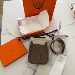 Hermès Evelyne TPM Sellier - Étoupe with Gold Hardware (Full Set, Brand New)